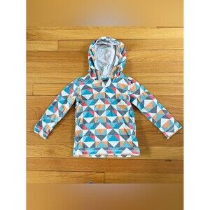 Tea Collection Teal Orange Colorful Geometric Cotton Hoodie Long Sleeve 3T